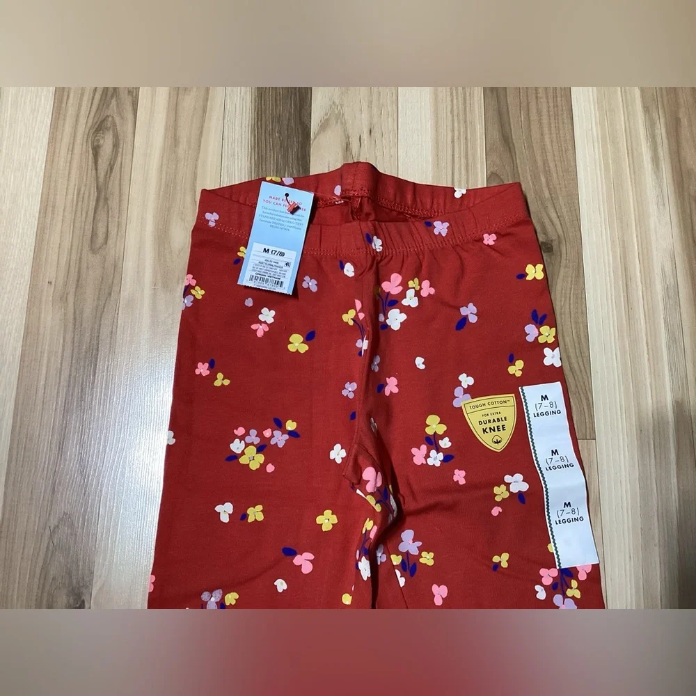 Cat & Jack Girls Rust Floral Leggings - Size M 7-8